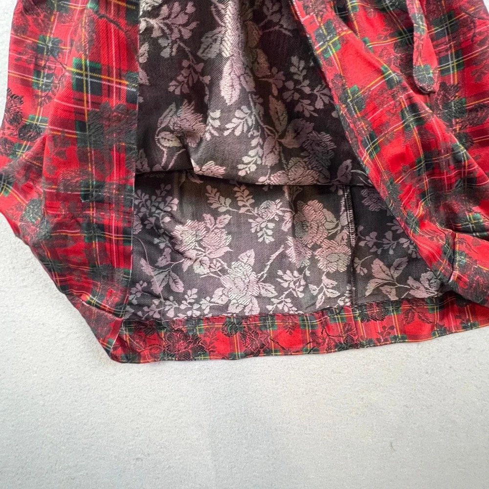Polly Flinders Plaid Dress Girls 14 Red Velvet Lace Holiday Christmas Vintage